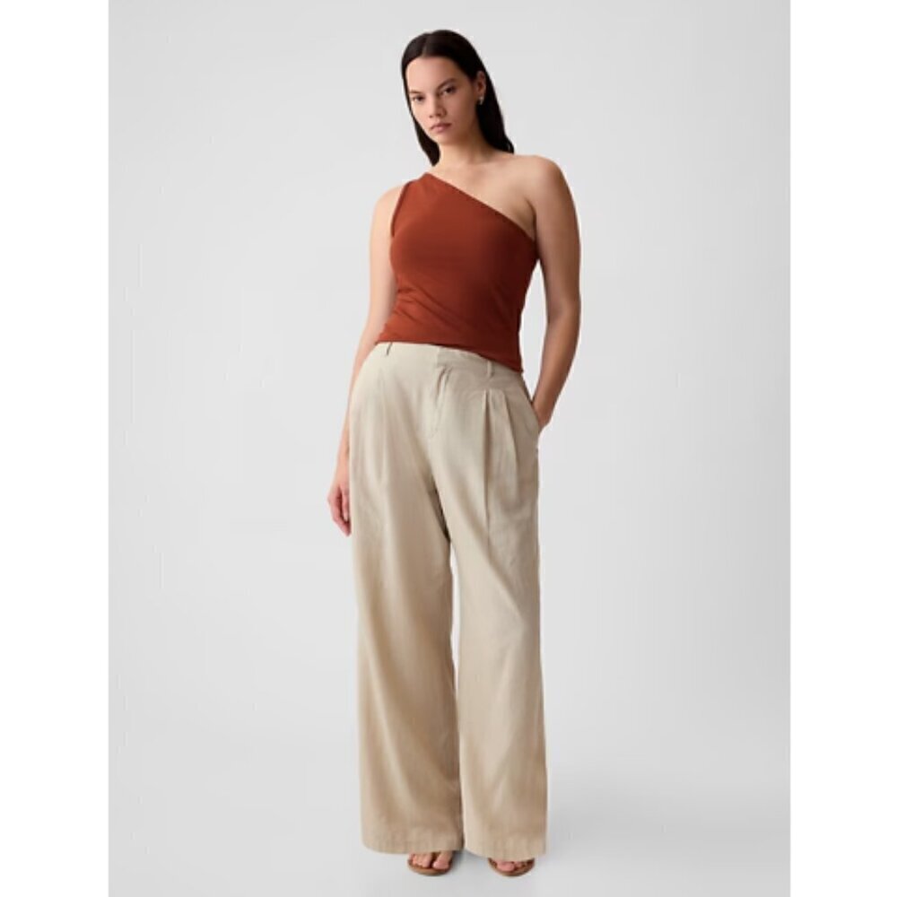 GAP High Rise Wide Leg Pleated Linen Trouser Pants Size 16 Black #875360 NWT $80 - Picture 5 of 11